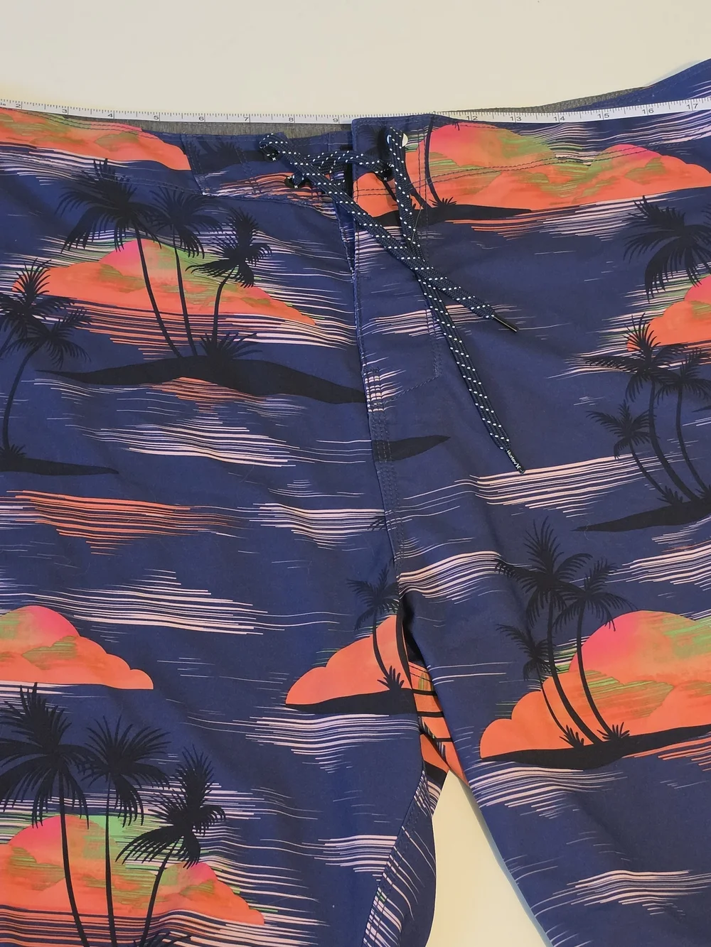 Hurley Navy Board Shorts with Orange Pink and Green Tropical Print